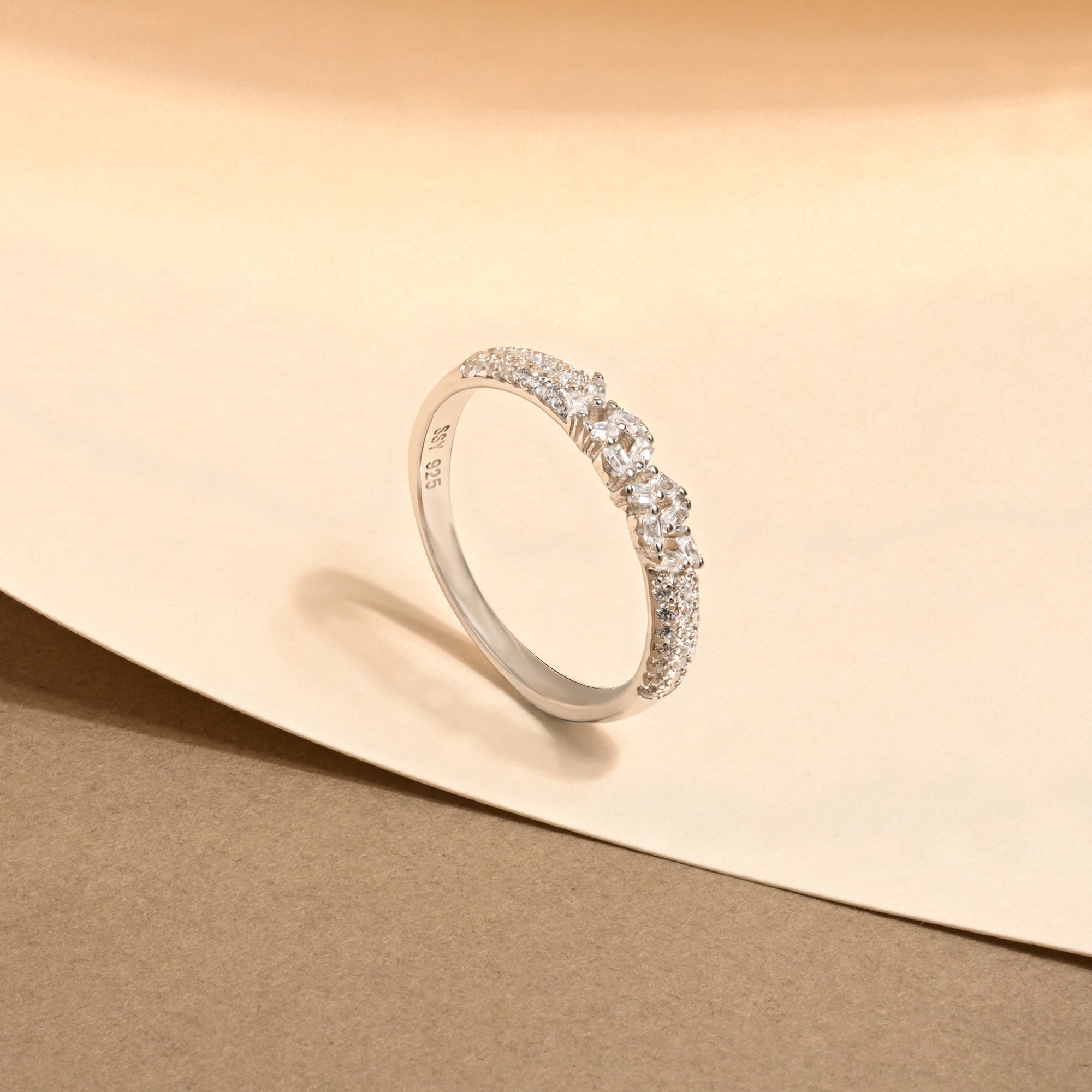 Baguette Scatter Silver Ring