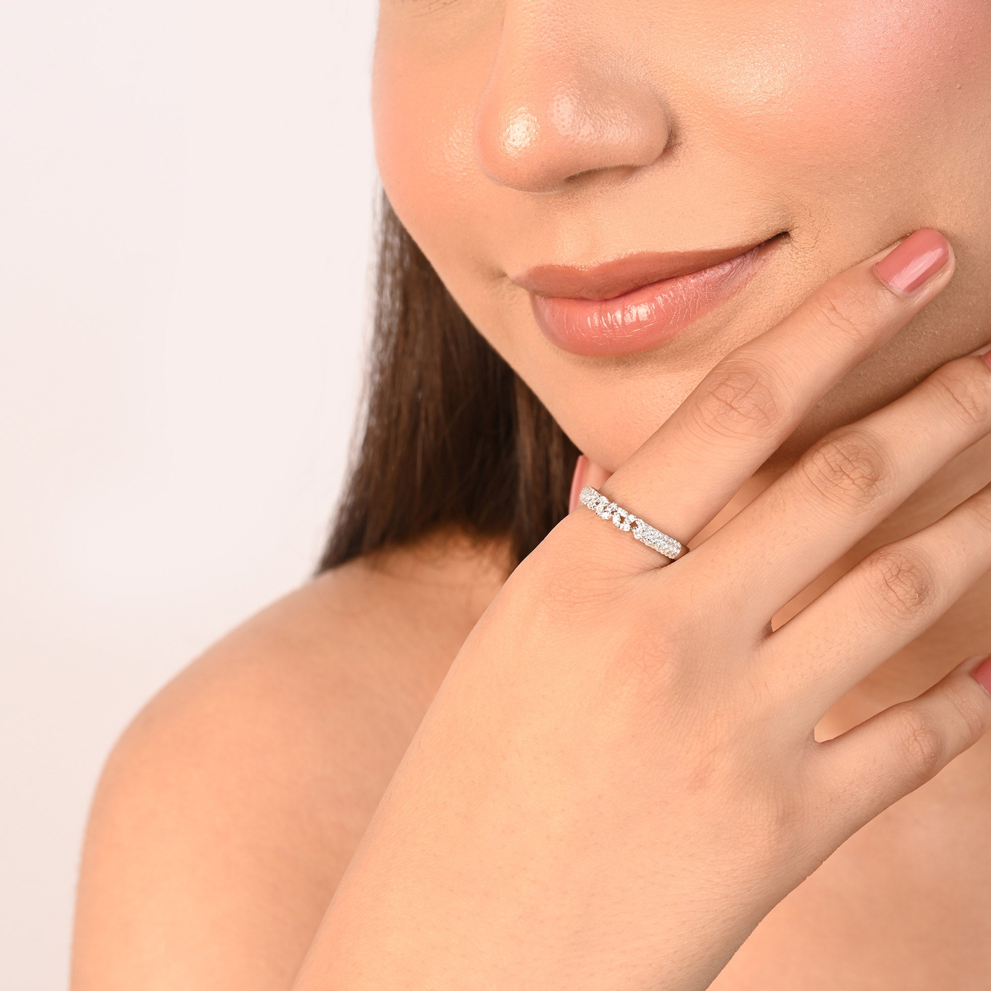 Baguette Scatter Silver Ring