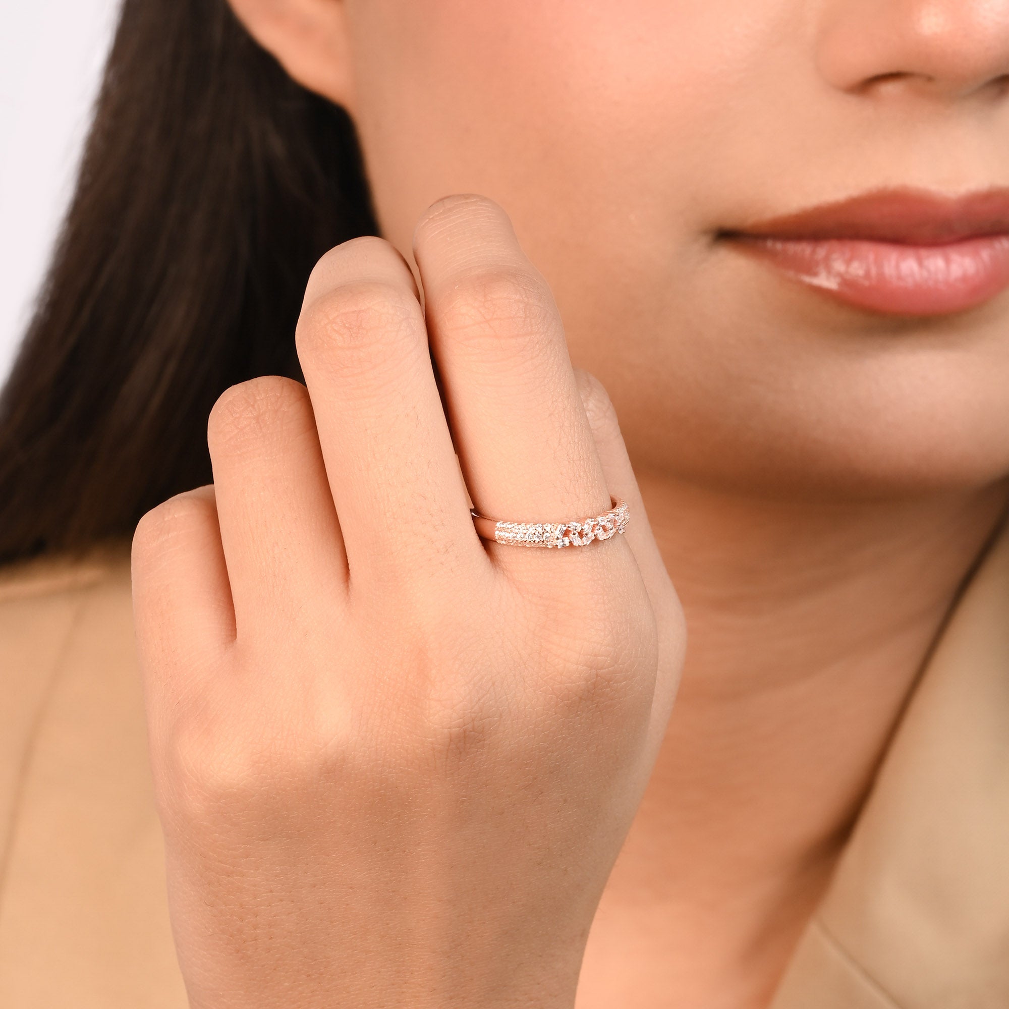 Baguette Scatter Silver Ring