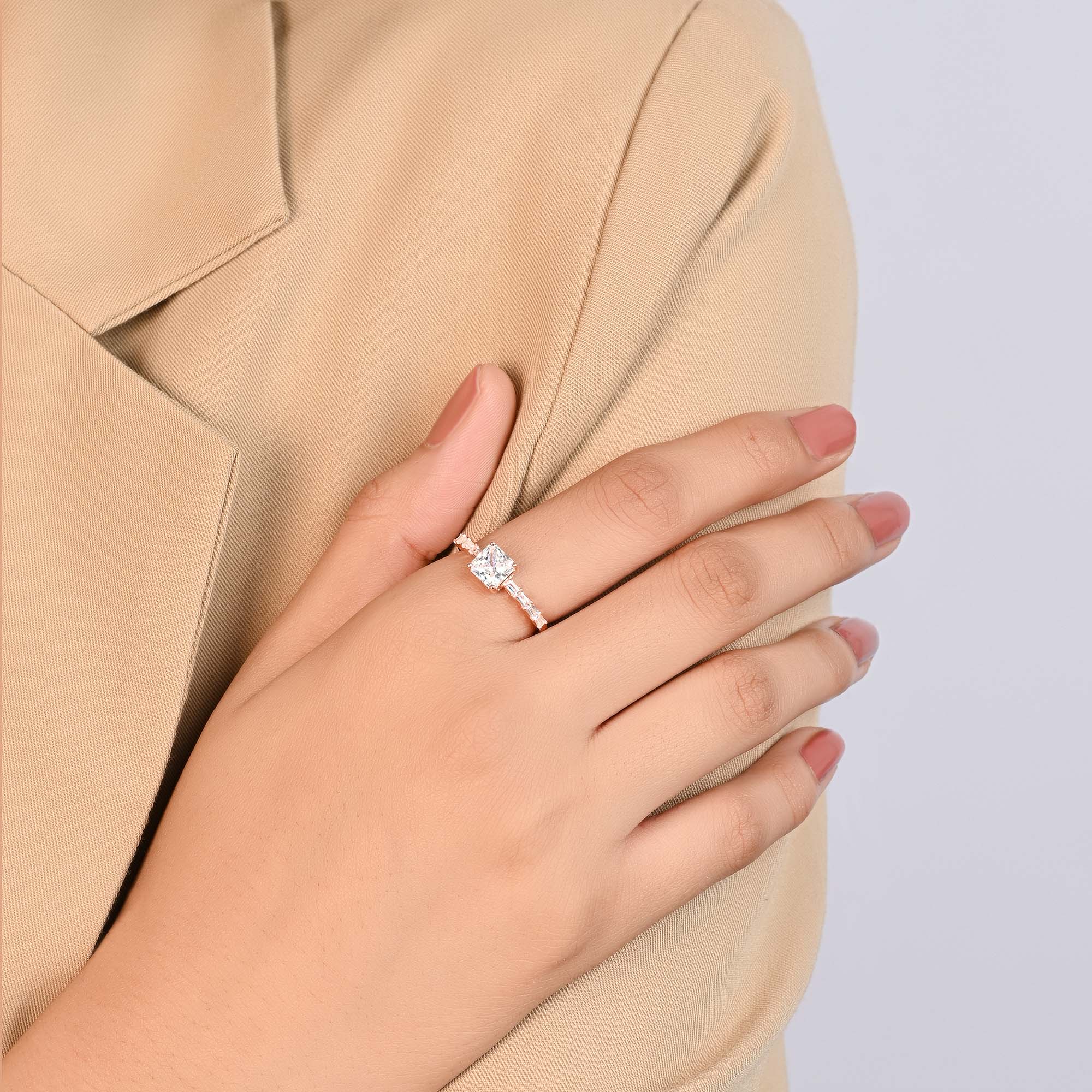 Princess Baguette CZ Ring