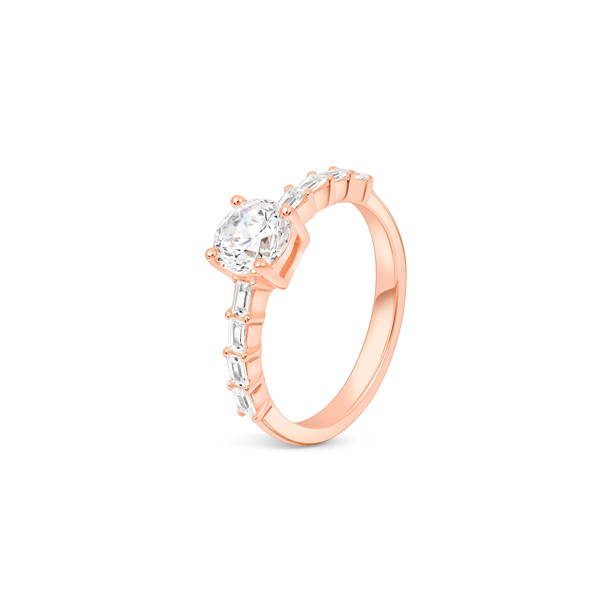 Round Baguette Accent Ring