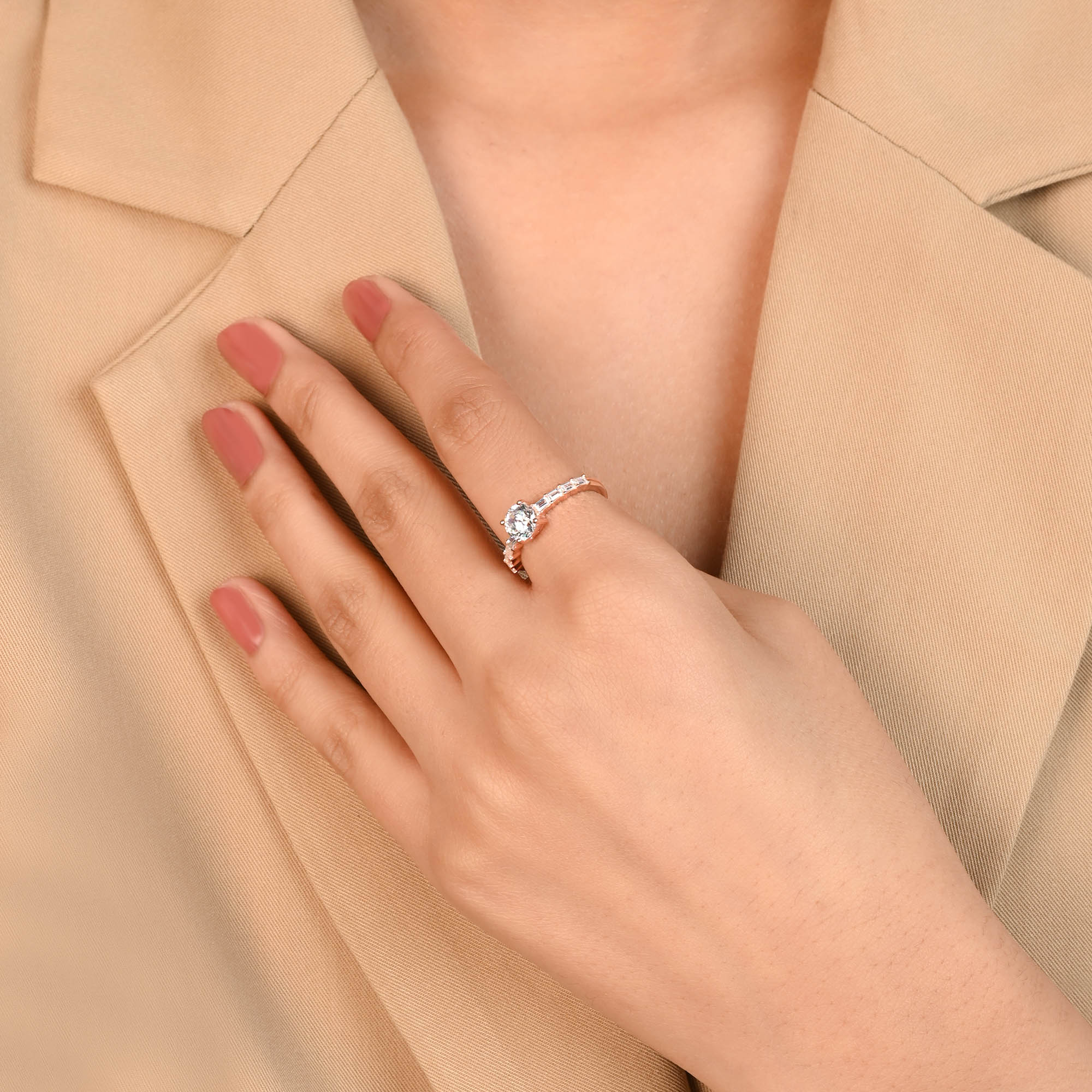 Round Baguette Accent Ring