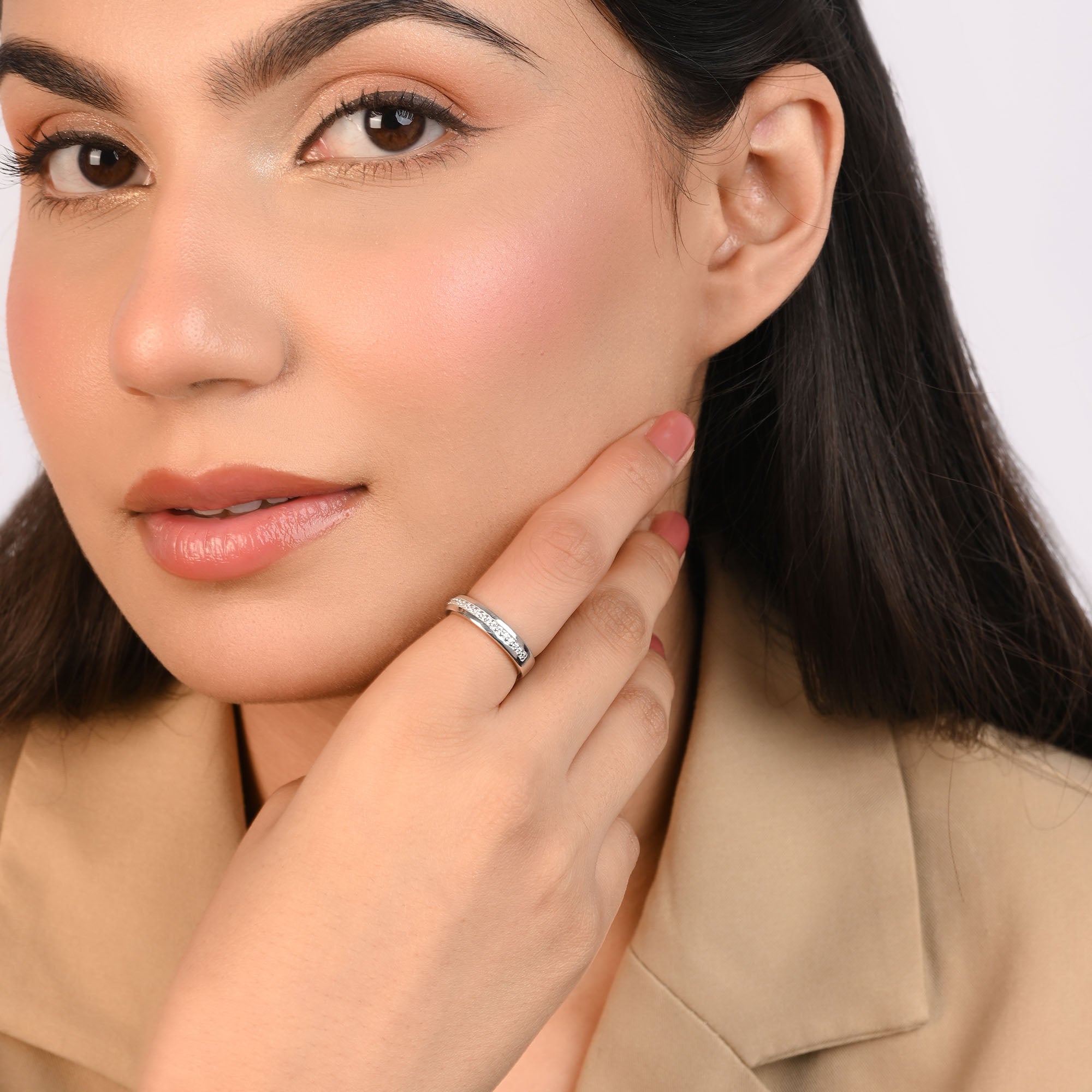 Minimal Line Silver Band Ring