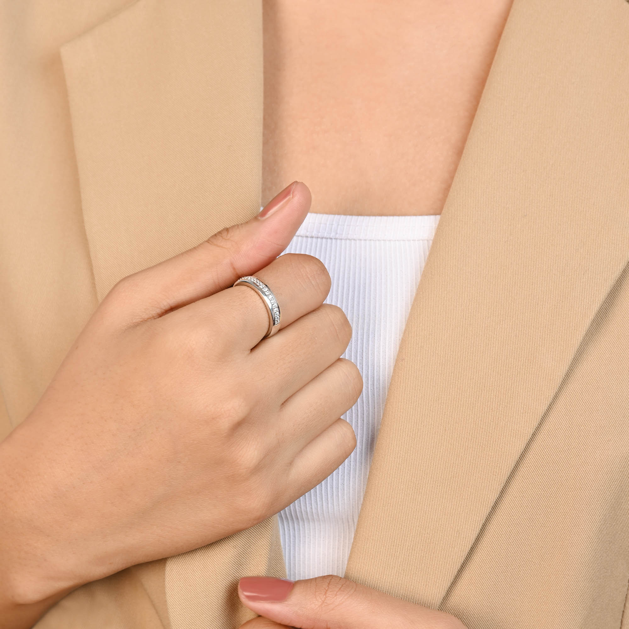 Minimal Line Silver Band Ring