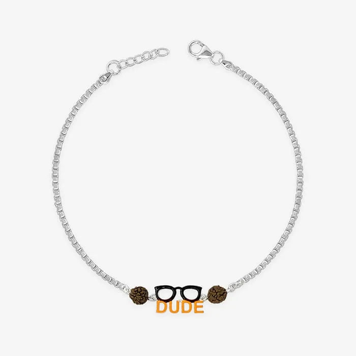 Silver Orange Dude Glasses Rakhi - Touch925