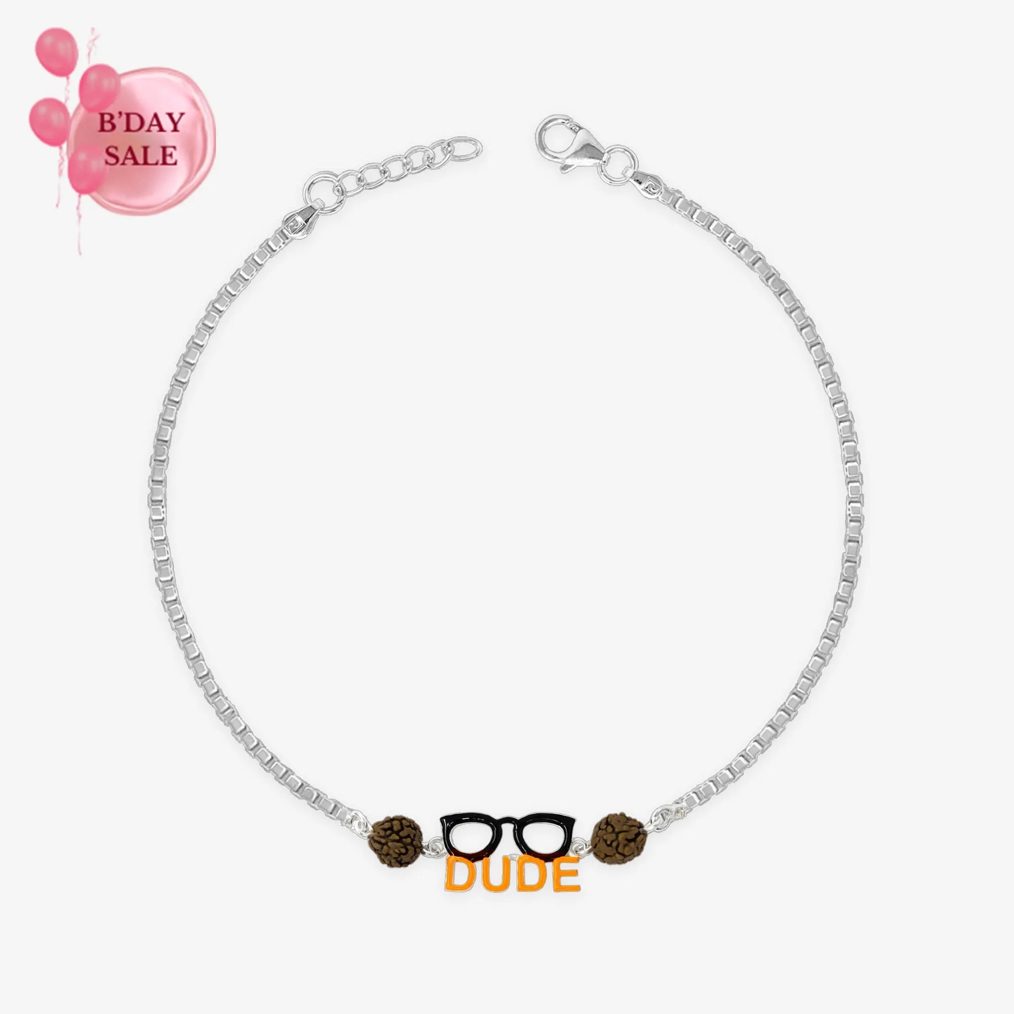 Silver Yellow Dude Glasses Rakhi - Touch925