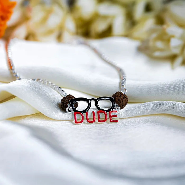 Silver Red Dude Glasses Rakhi - Touch925