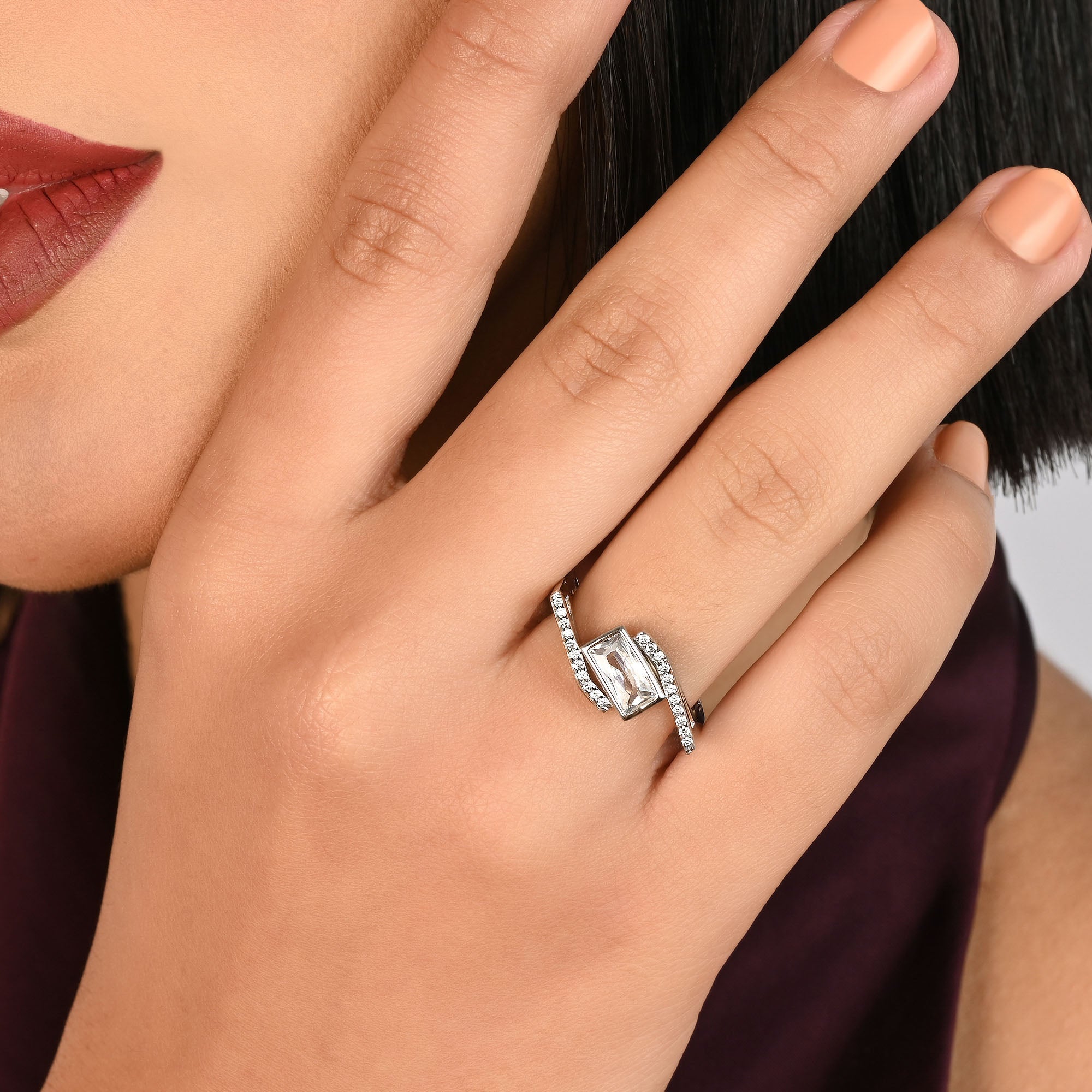 Geometric Baguette Wrap Ring