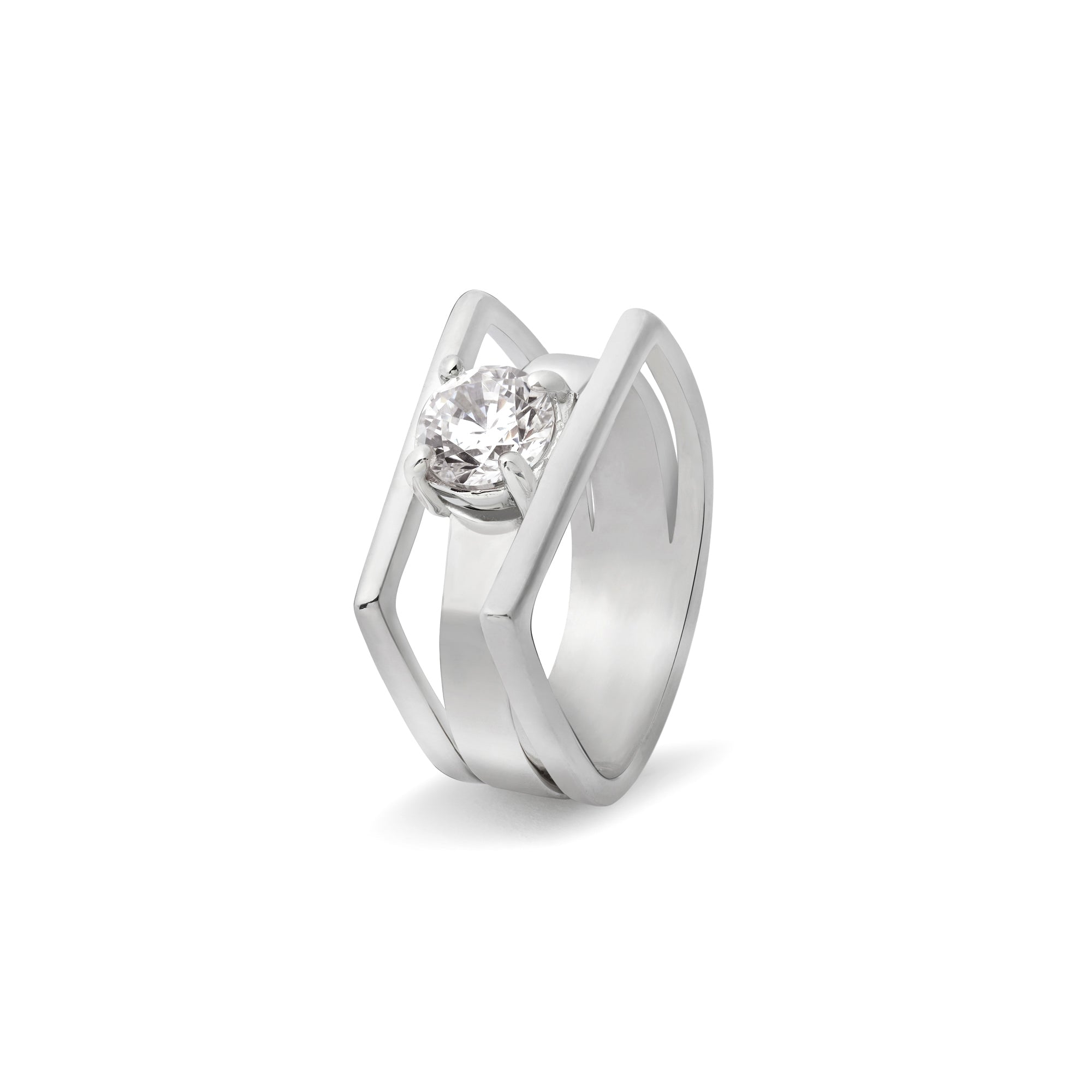 Silver Geometric Ring