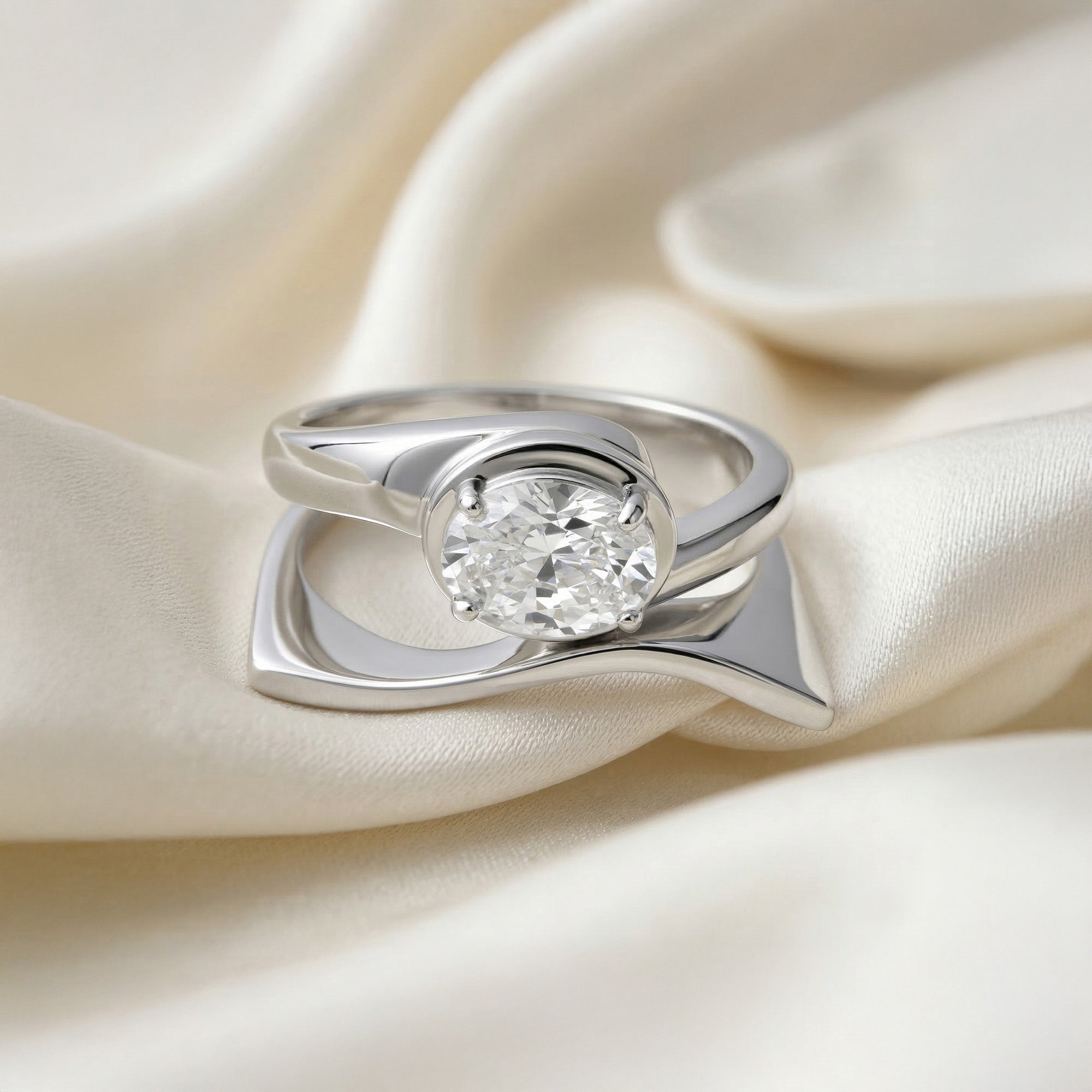 Silver Wave Bypass Ring