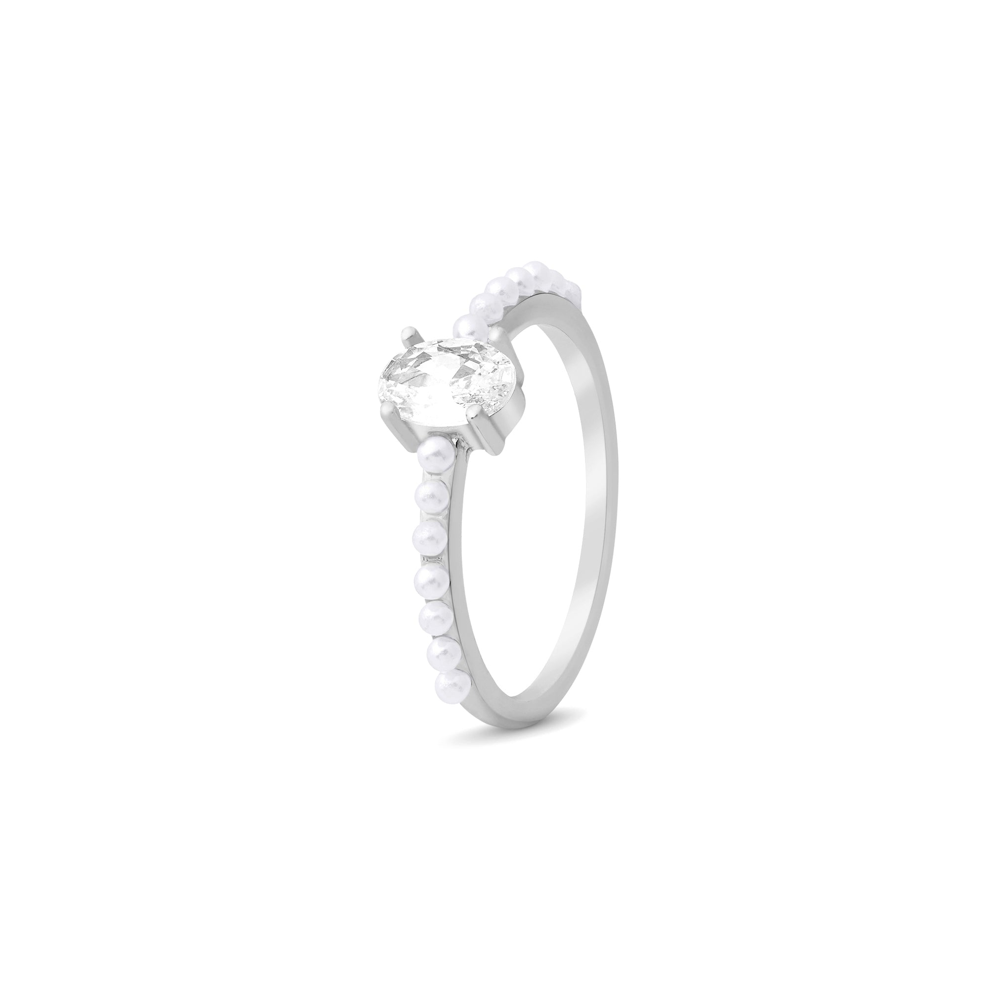Oval Solitaire Pearl Ring