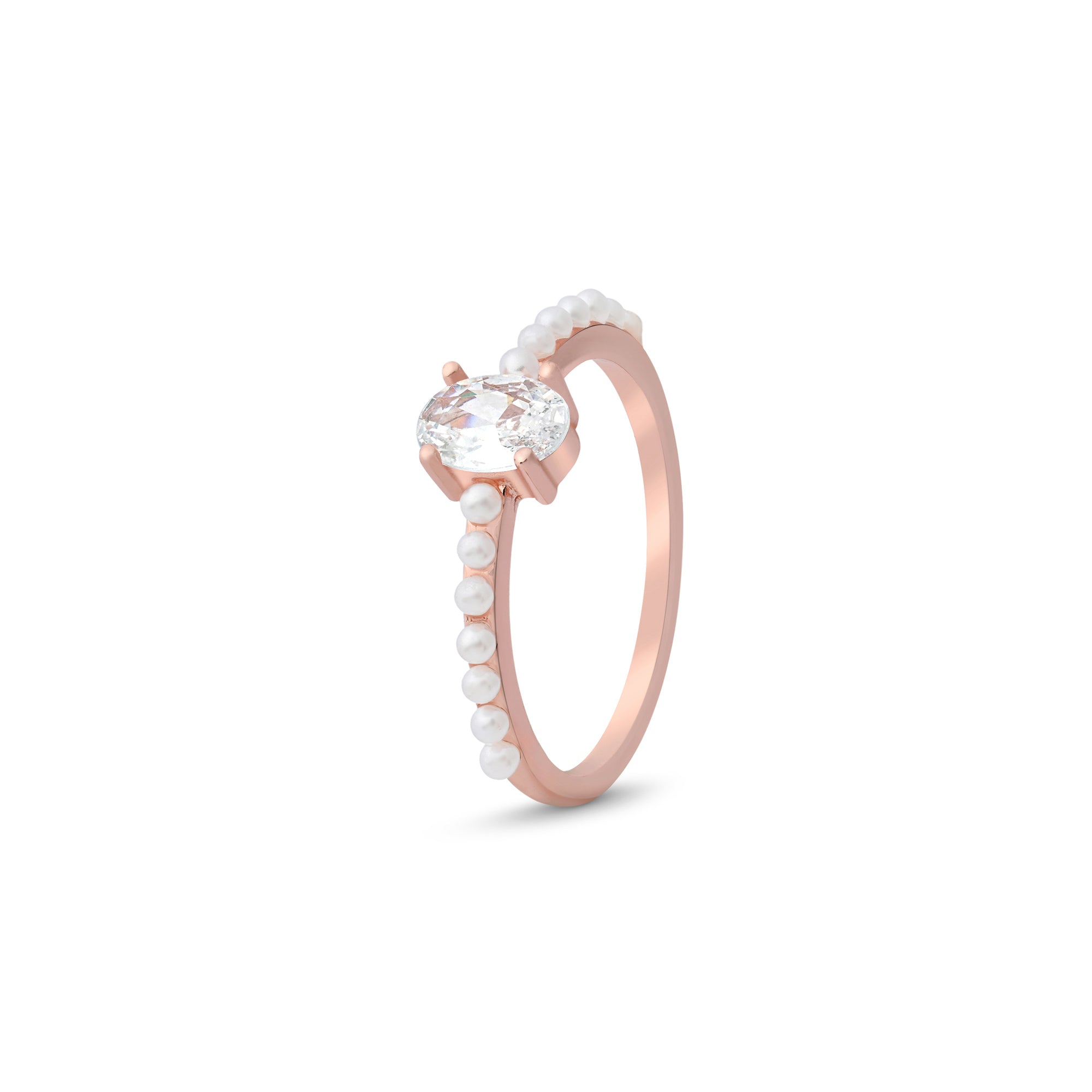 Oval Solitaire Pearl Ring