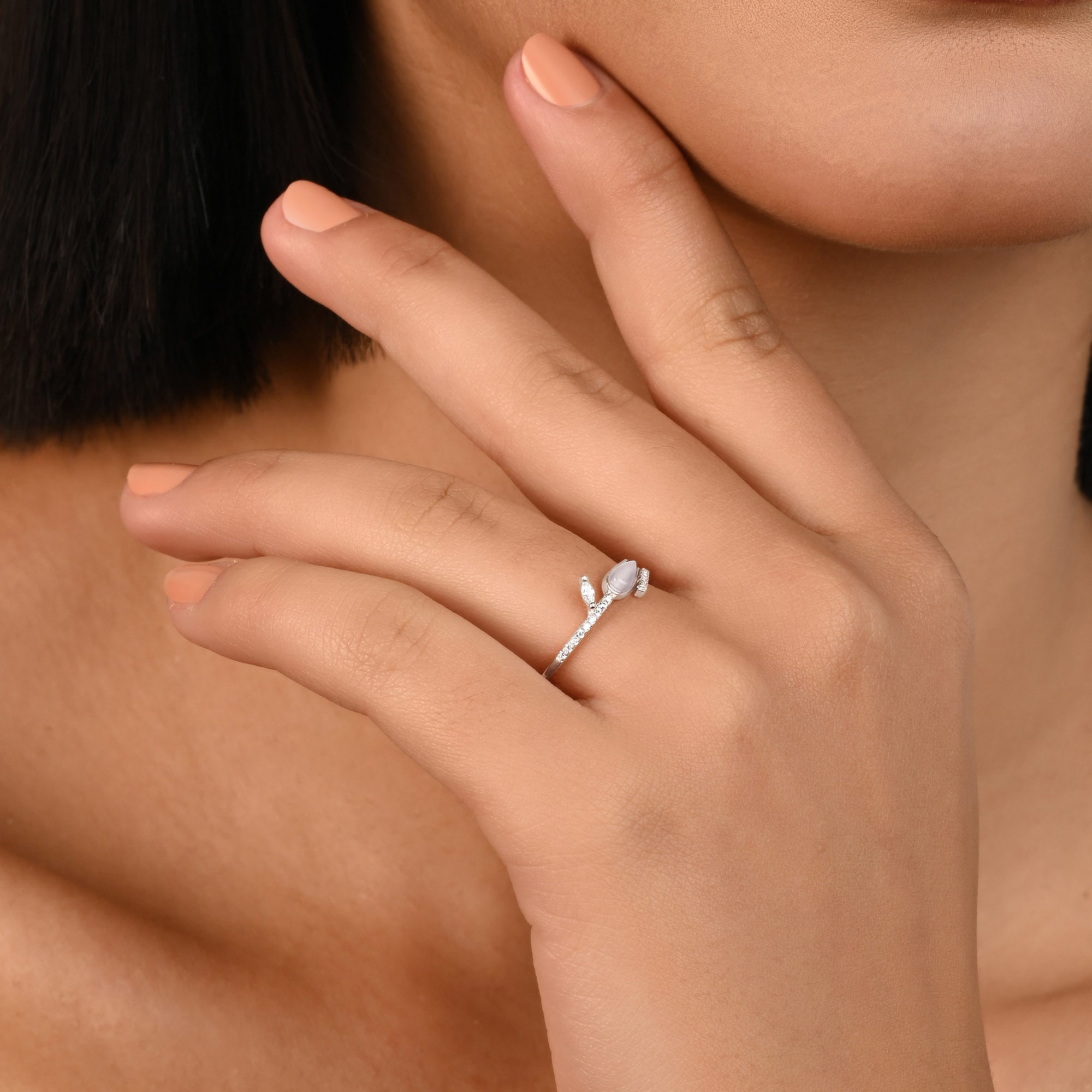 Tulip Bloom Silver Ring