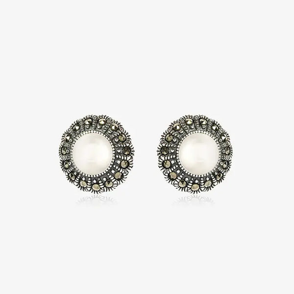 Midnight Moon Silver Oxidised Stud