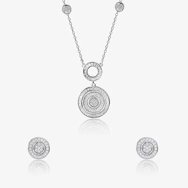 Radiant Circle CZ Statement Necklace Set