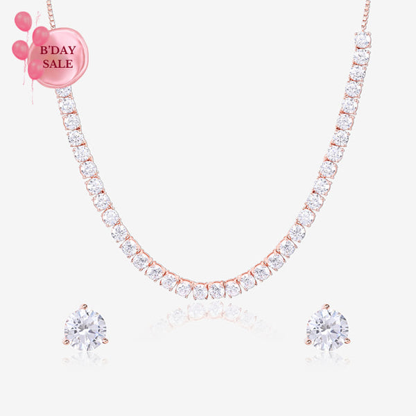 Timeless Classic Rose Gold Necklace Set - Touch925