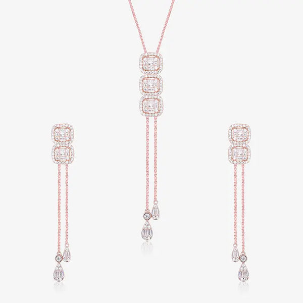 Radiant Cubic Cascade Necklace Set