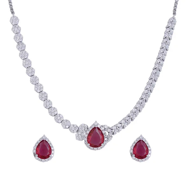 Wine Radiance Blossom Necklace Set