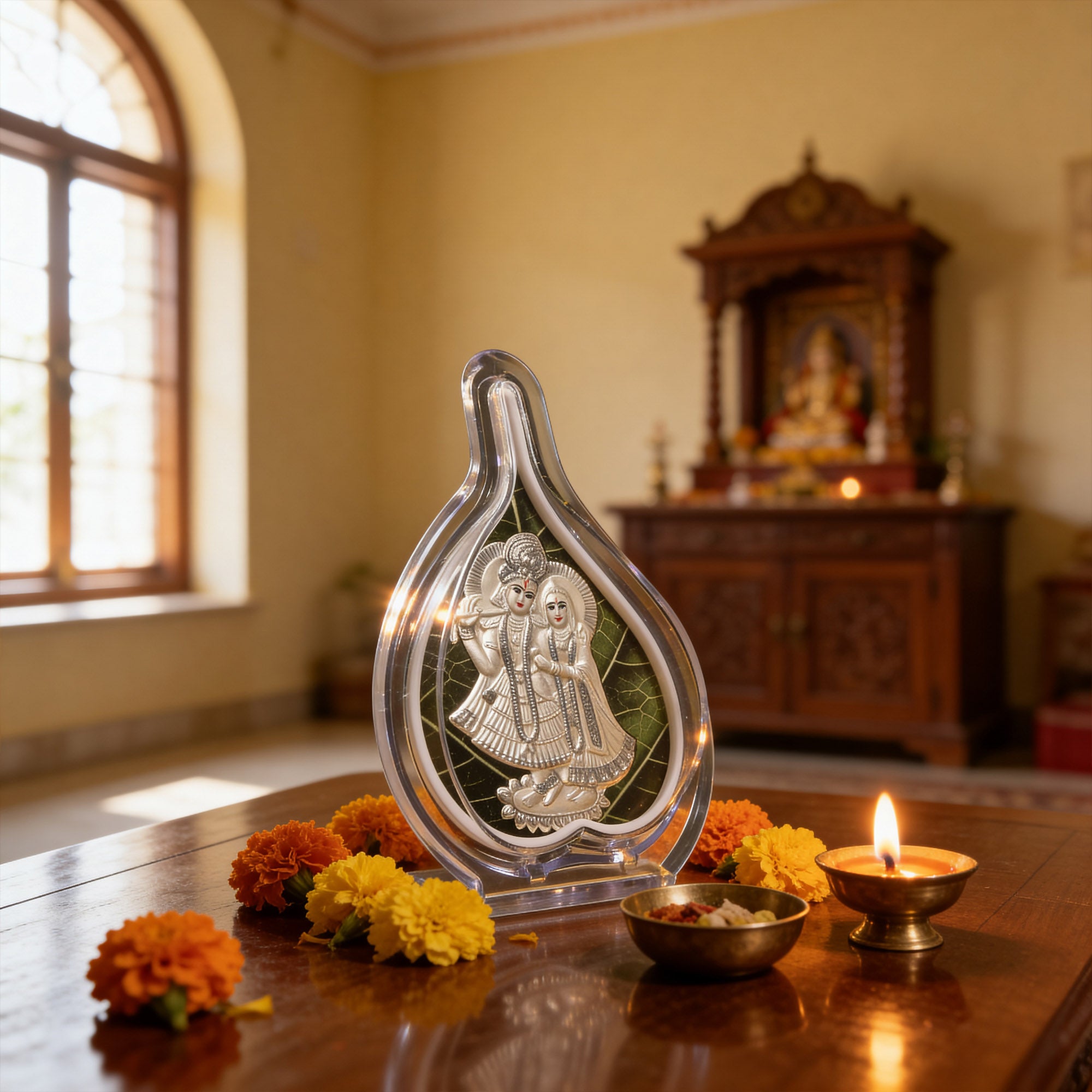 999 Silver Radha Krishna Idol Frame