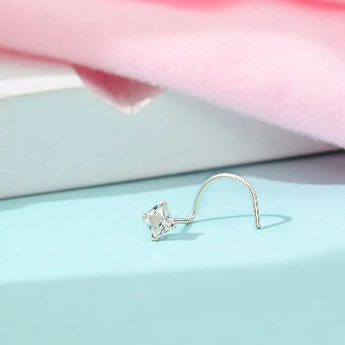 Silver Tiny Stone Nose Pin - Touch925