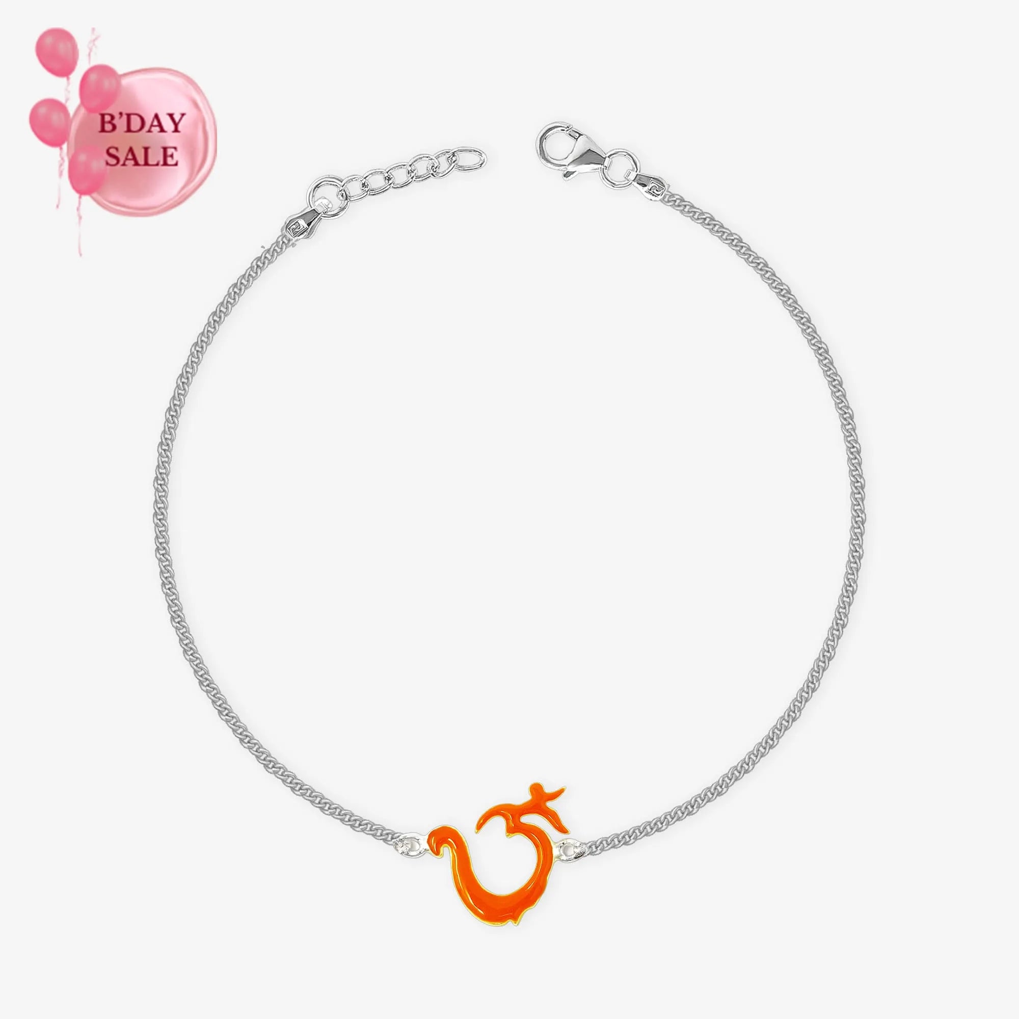 Silver 925 Orange "OM" Rakhi - Touch925