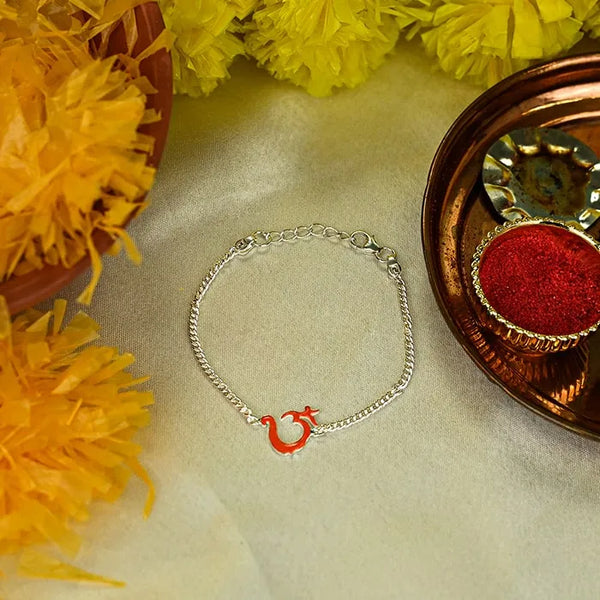 Silver 925 Orange "OM" Rakhi - Touch925