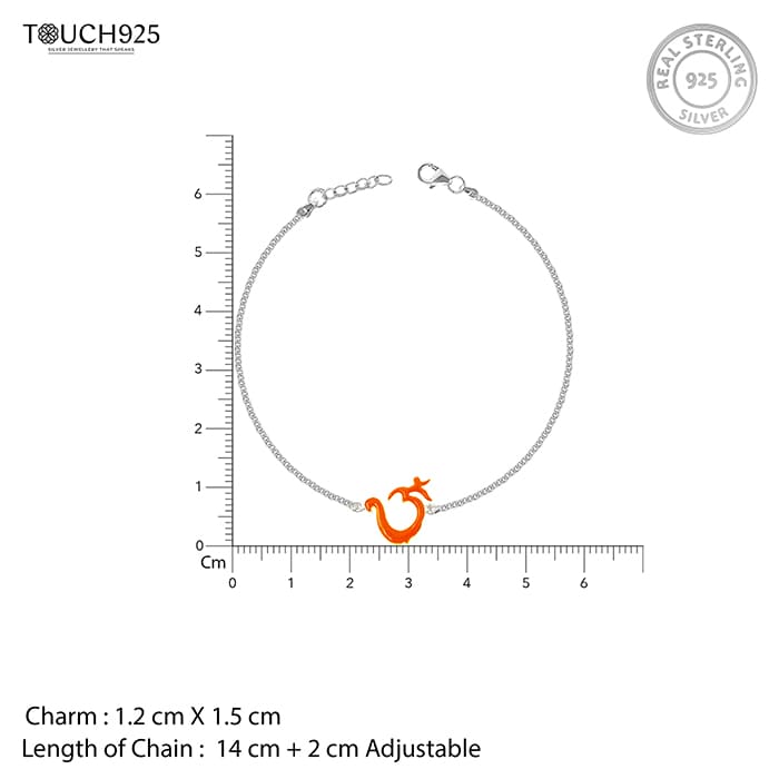 Silver 925 Orange "OM" Rakhi