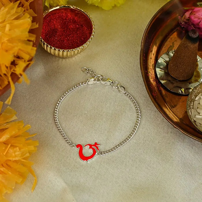 Silver 925 Red "OM" Rakhi - Touch925