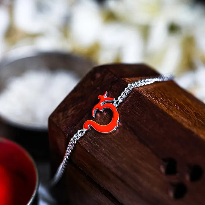 Silver 925 Red "OM" Rakhi - Touch925