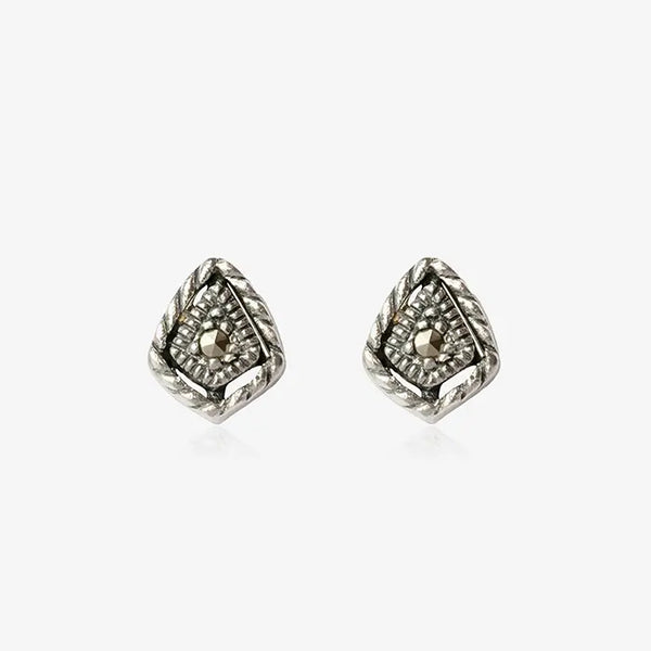 Oxidized Detailed Silver Stud