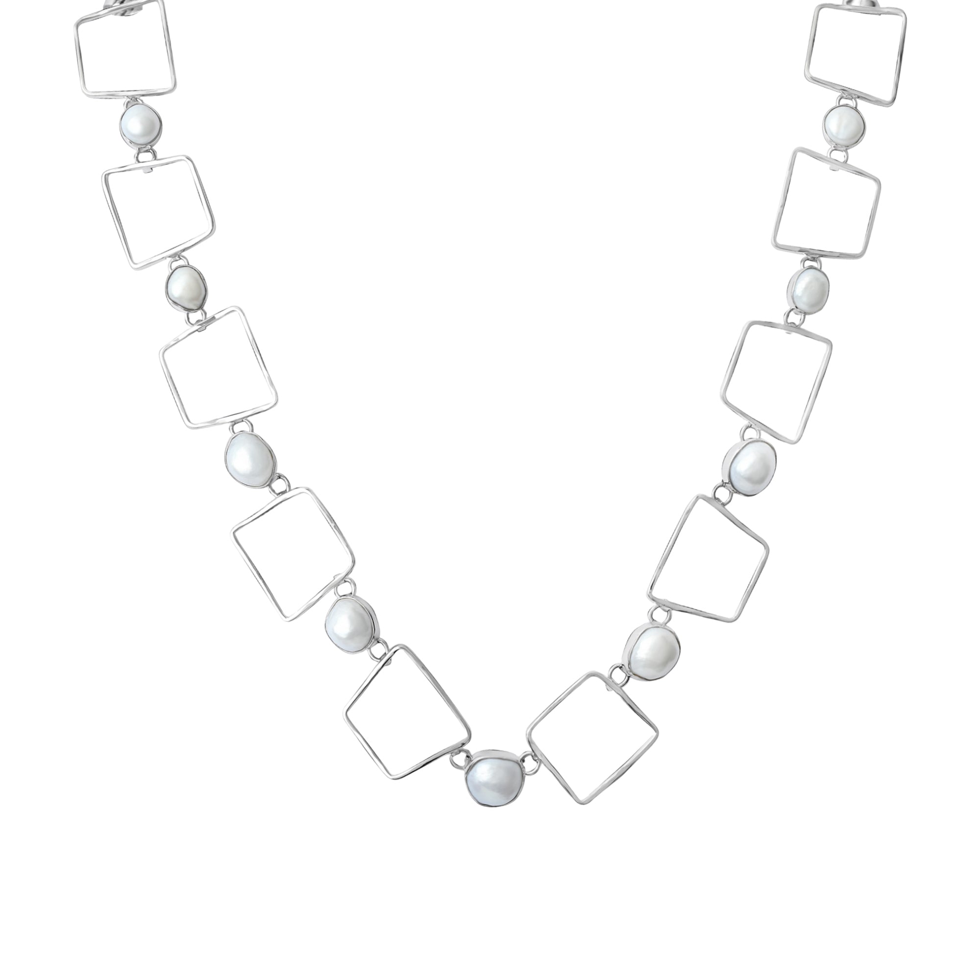 Geometric Pearl Necklace Set
