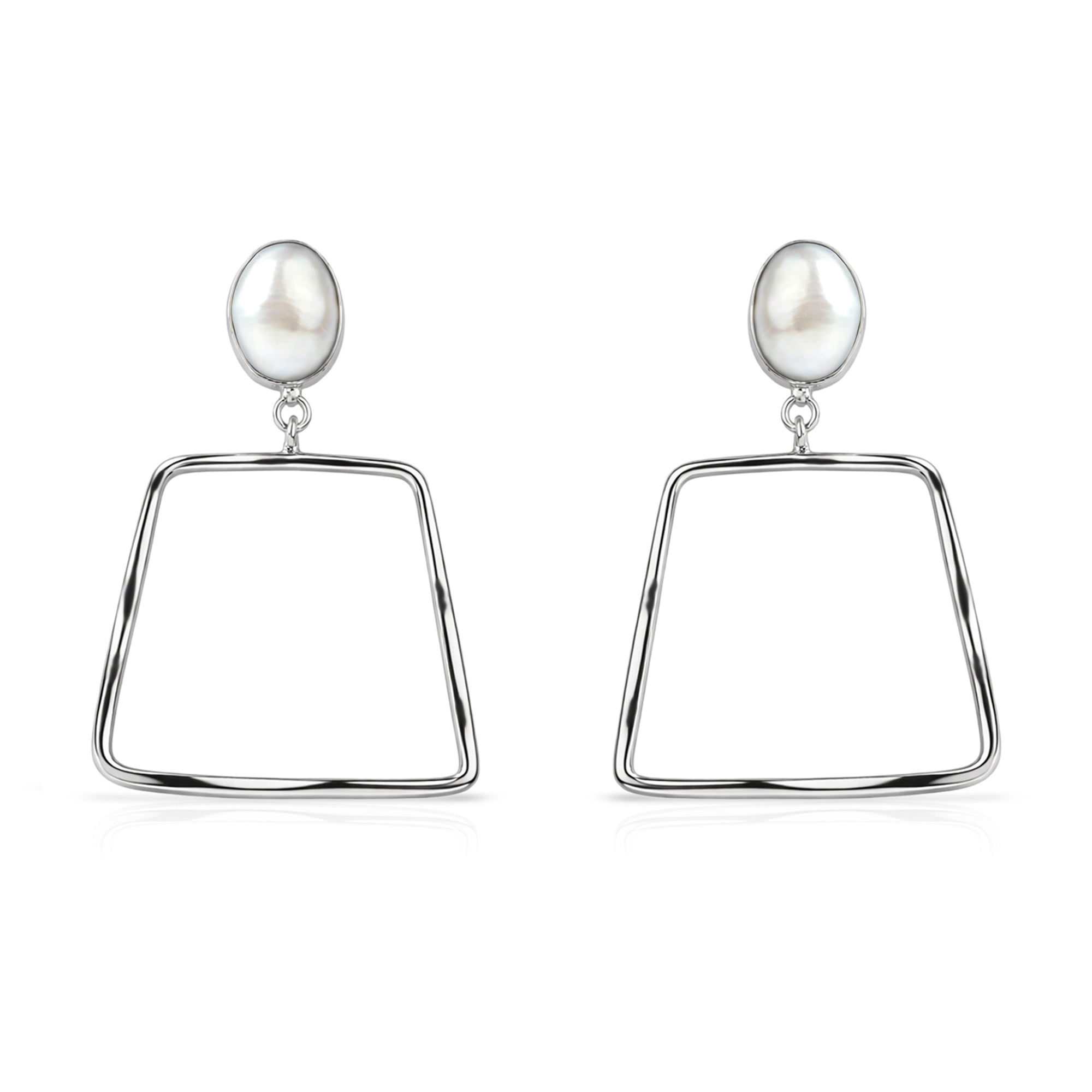 Geometric Pearl Drop Earrings