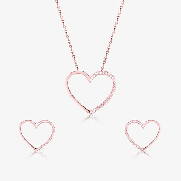 Intricate Twirl Heart Pendant Chain set