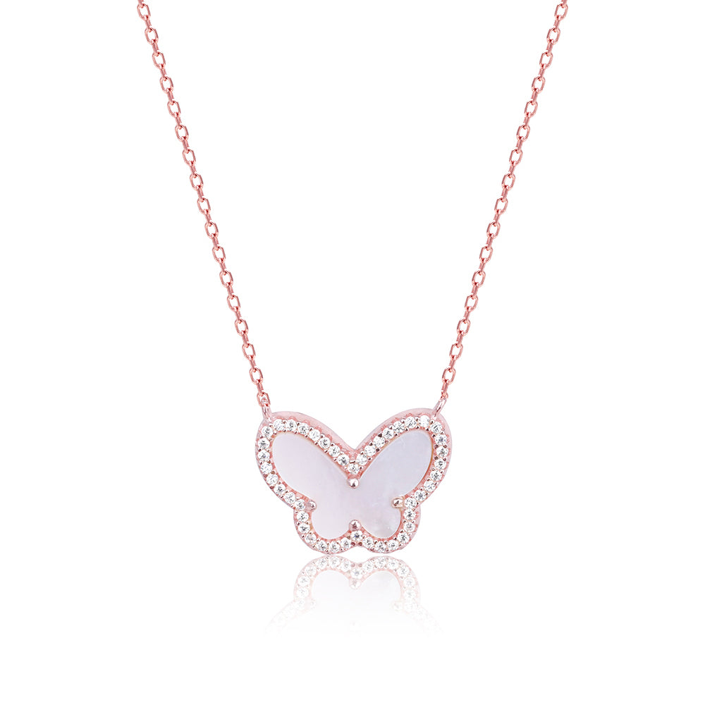 Rose Gold Butterfly Stone Set