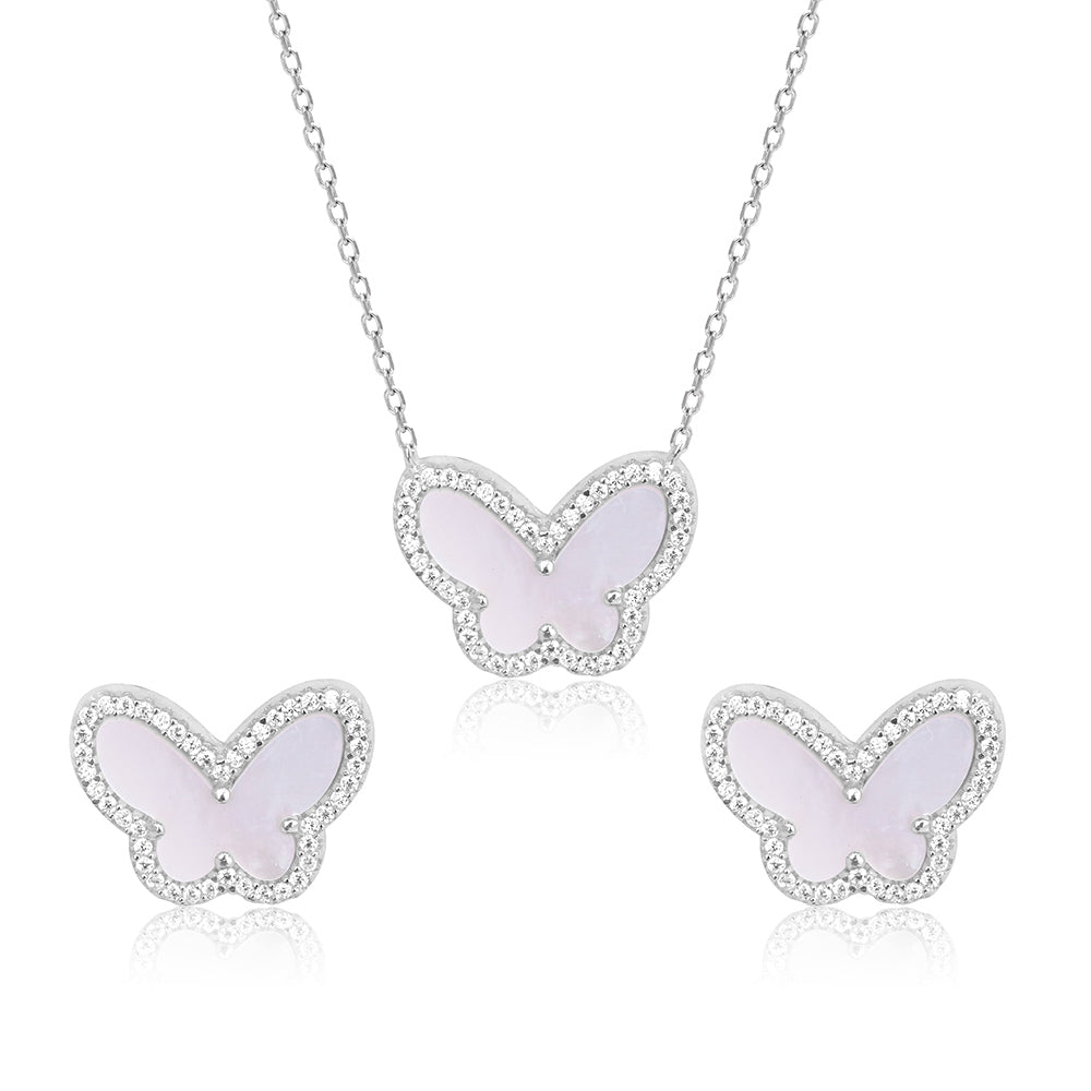 Rose Gold Butterfly Stone Set