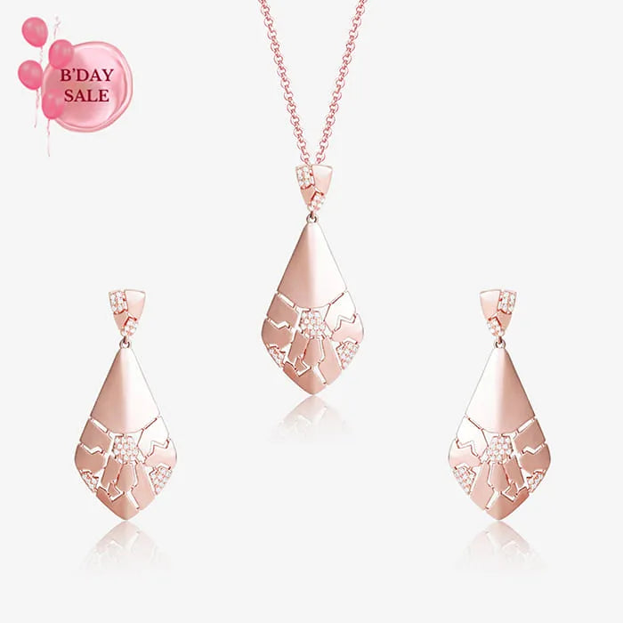 Mystic Lagoon Rose-Gold Pendant Chain Set - Touch925