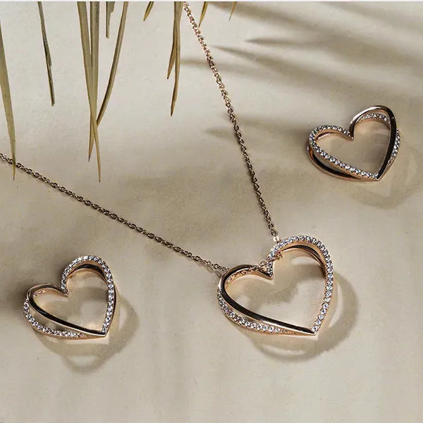 Intricate Twirl Heart Pendant Chain set - Touch925