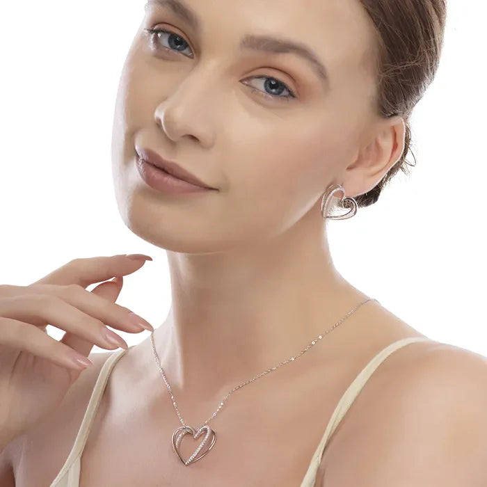 Intricate Twirl Heart Pendant Chain set - Touch925