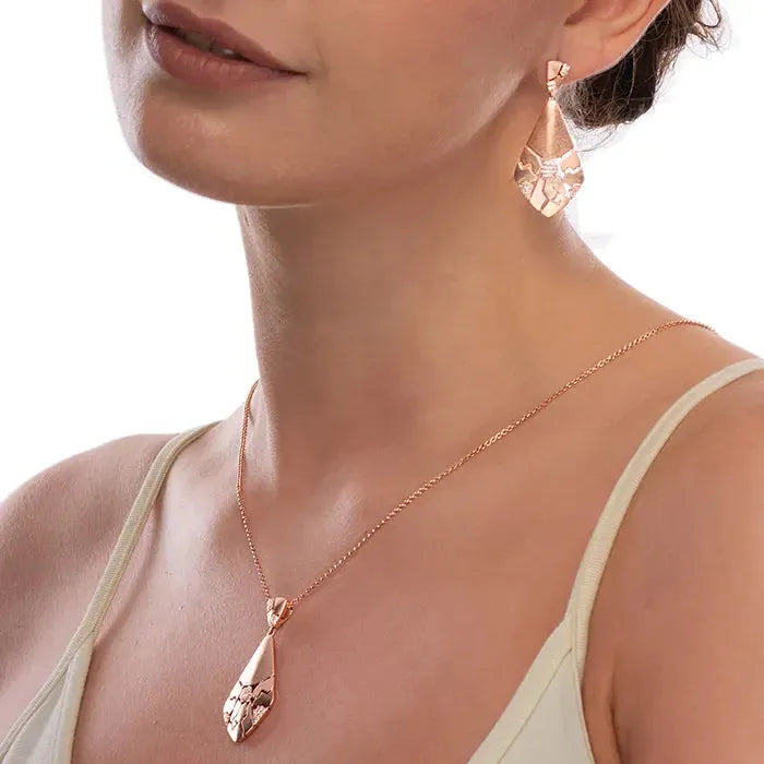 Mystic Lagoon Rose-Gold Pendant Chain Set - Touch925