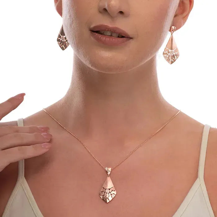 Mystic Lagoon Rose-Gold Pendant Chain Set - Touch925