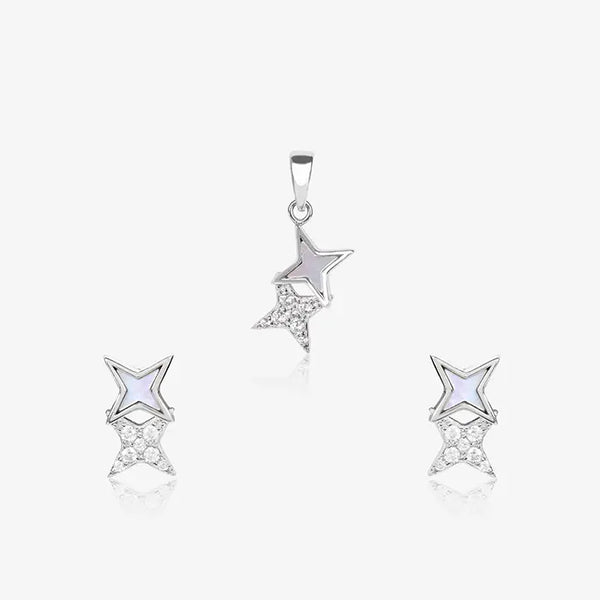 Starry Zircon Silver Pendant set