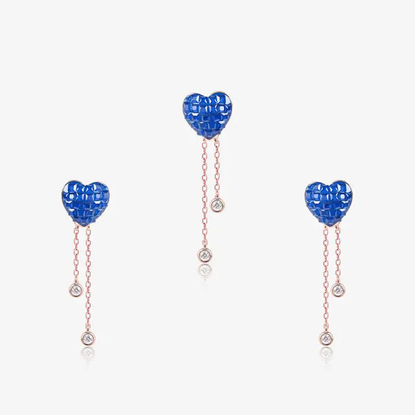 Sapphire Heart Cascade Pendant Set