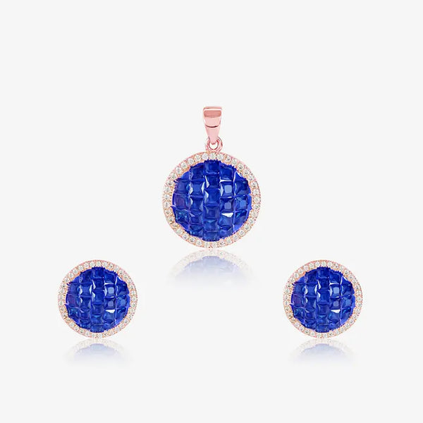 Sapphire Blossom Pendant Set