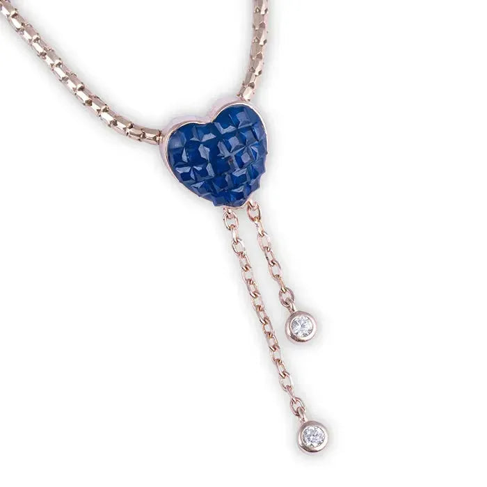 Sapphire Heart Cascade Pendant Set - Touch925