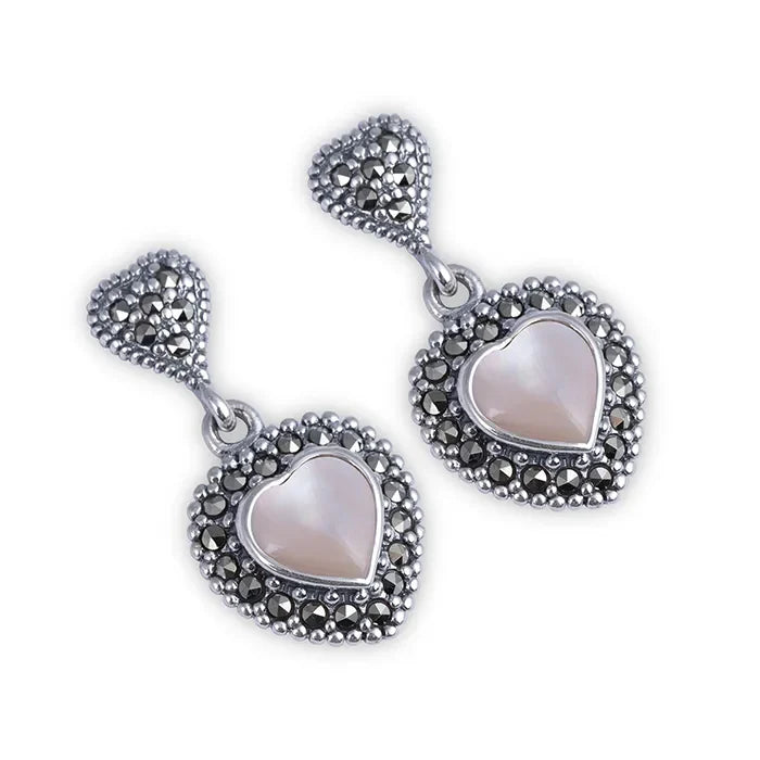 Blush Blooms Oxidised Silver Pendant Set - Touch925