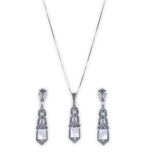 Double Gleam Zircom Silver Pendant Set