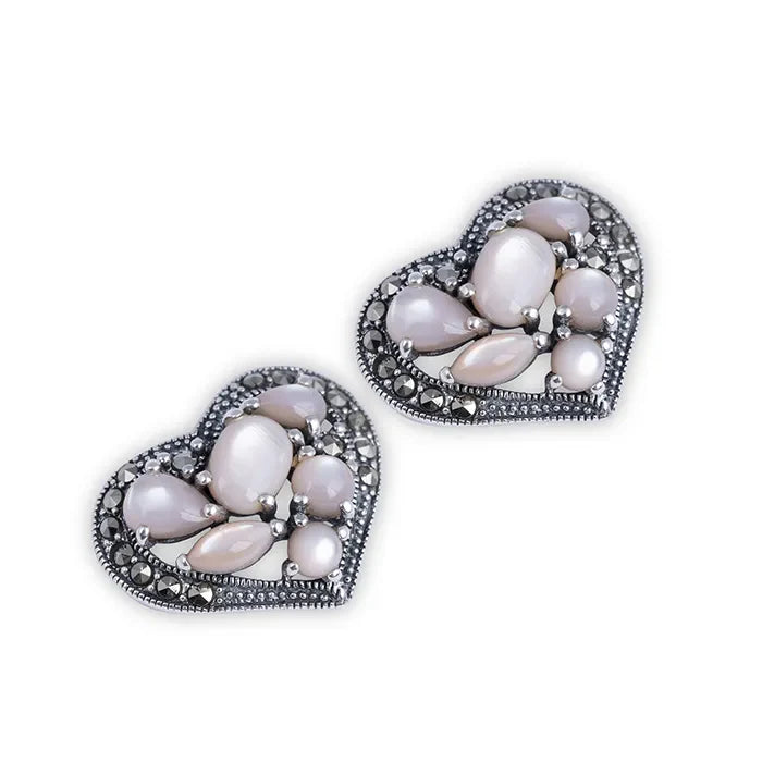 Blushing Heartstone Silver Pendant set - Touch925