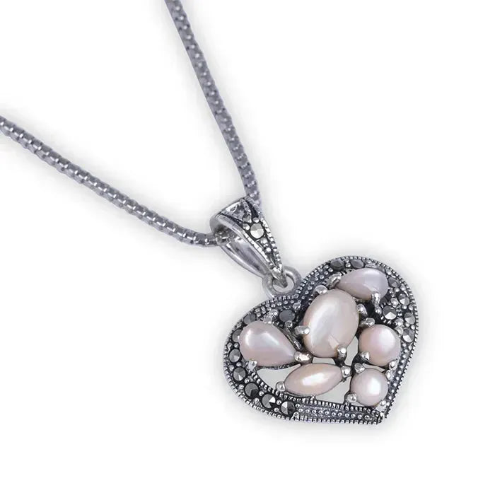 Blushing Heartstone Silver Pendant set - Touch925