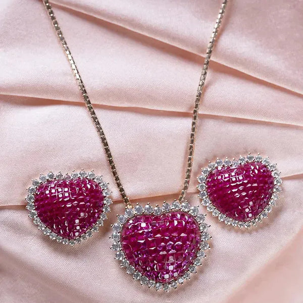 Pink Passion Heart Pendant Set - Touch925