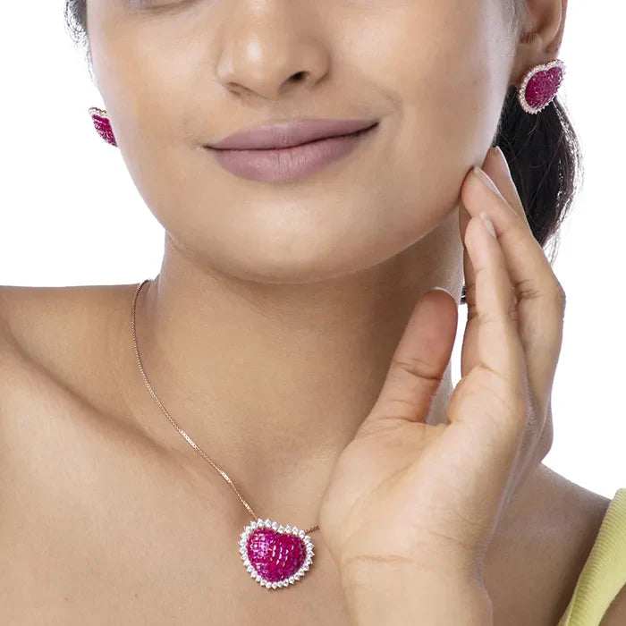 Pink Passion Heart Pendant Set - Touch925